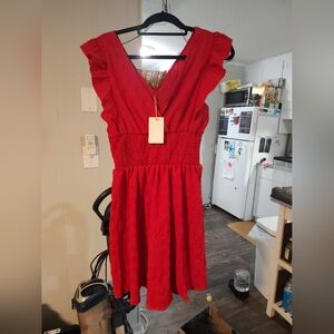 5/20 Sky's are blue. Fit to flare red dress. NWT